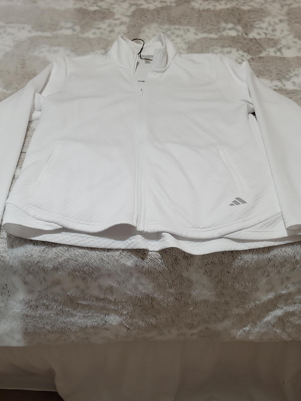 White Womens Full-Zip  Adidas Jacket with Subtle Logo